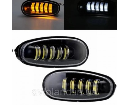 Светодиодные противотуманные фары на Daewoo Lanos LED кт(2шт) 2 режима Белый/Желтый